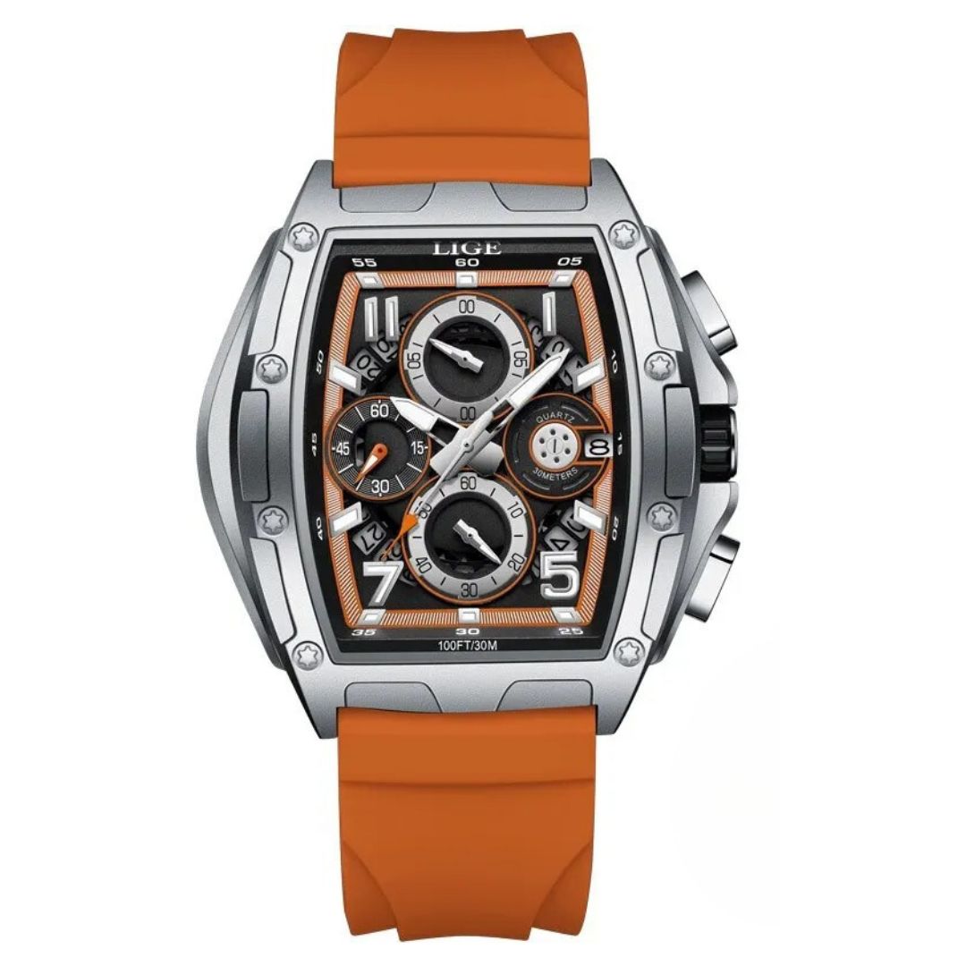 Relógio masculino quartzo Lige Design Carter Orange