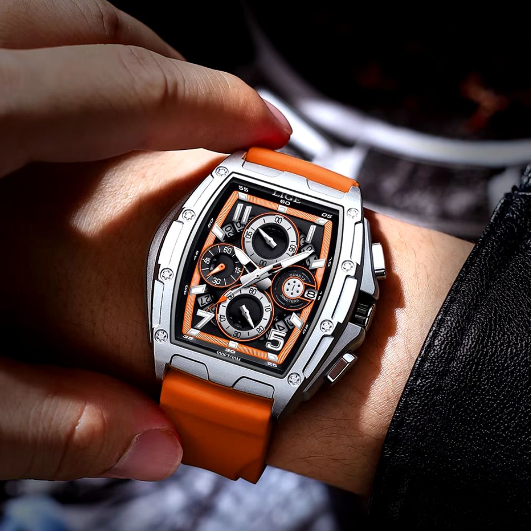 Relógio masculino quartzo Lige Design Carter Orange
