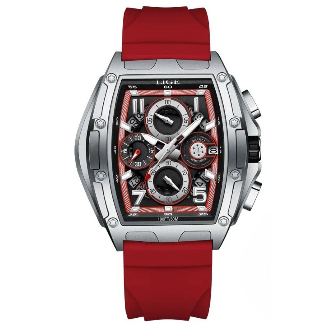 Relógio masculino quartzo Lige Design Carter Red
