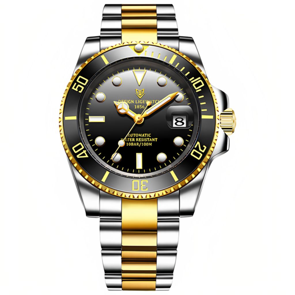 Relógio masculino automático Lige Design Dominic Gold Black