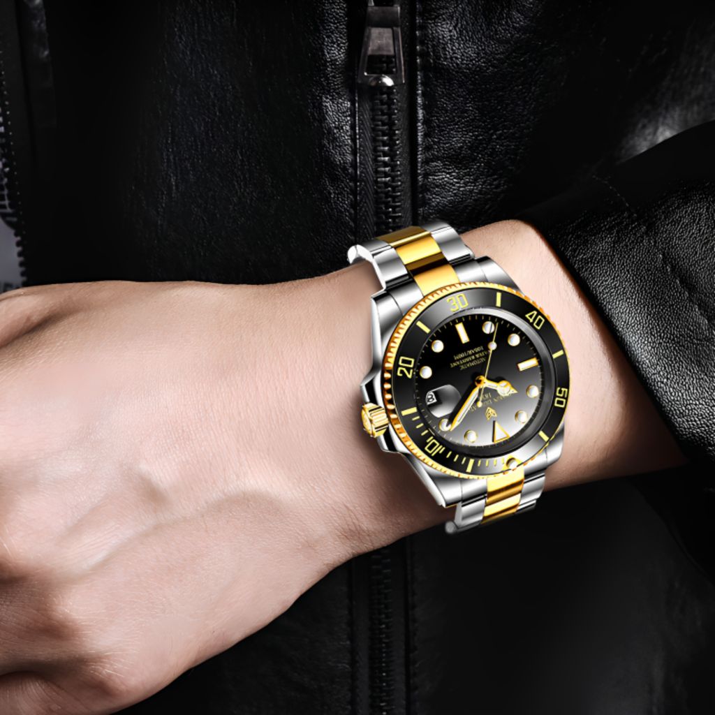 Relógio masculino automático Lige Design Dominic Gold Black