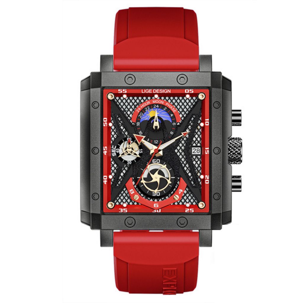 Relógio masculino quartzo Lige Design Petry Red
