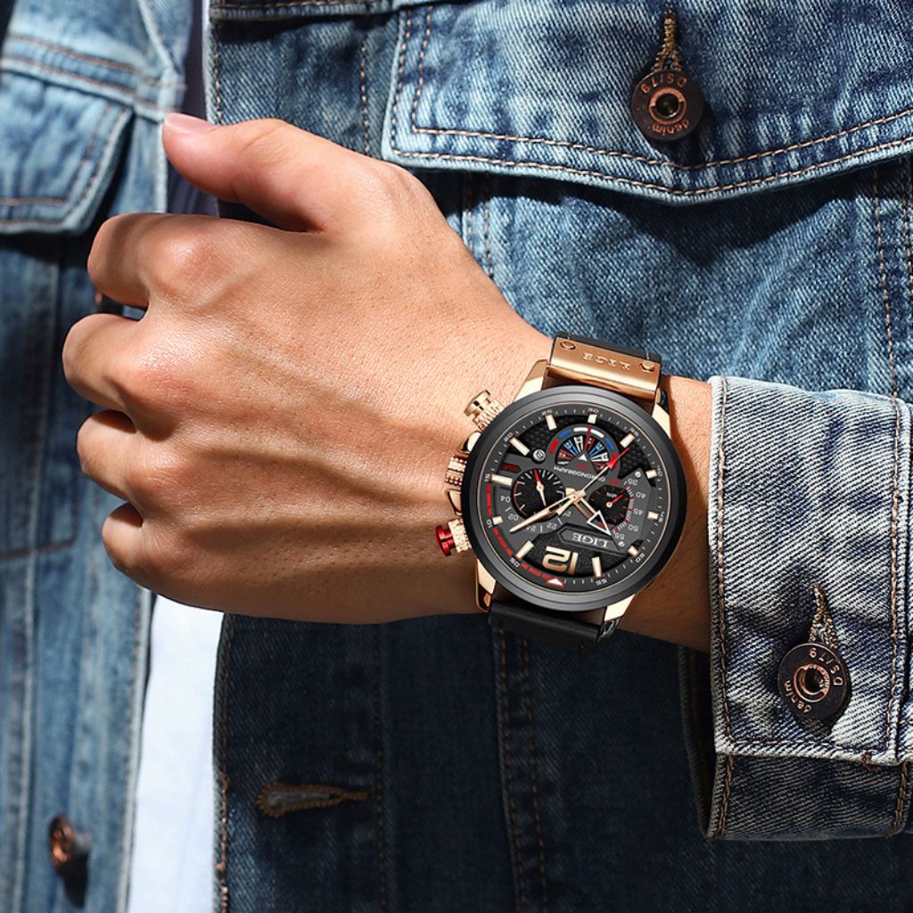 Relógio masculino quartzo Lige Design Philippe Black Rosé