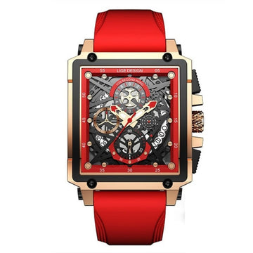 Relógio masculino quartzo Lige Design Stellin Red