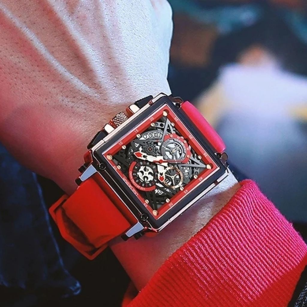 Relógio masculino quartzo Lige Design Stellin Red