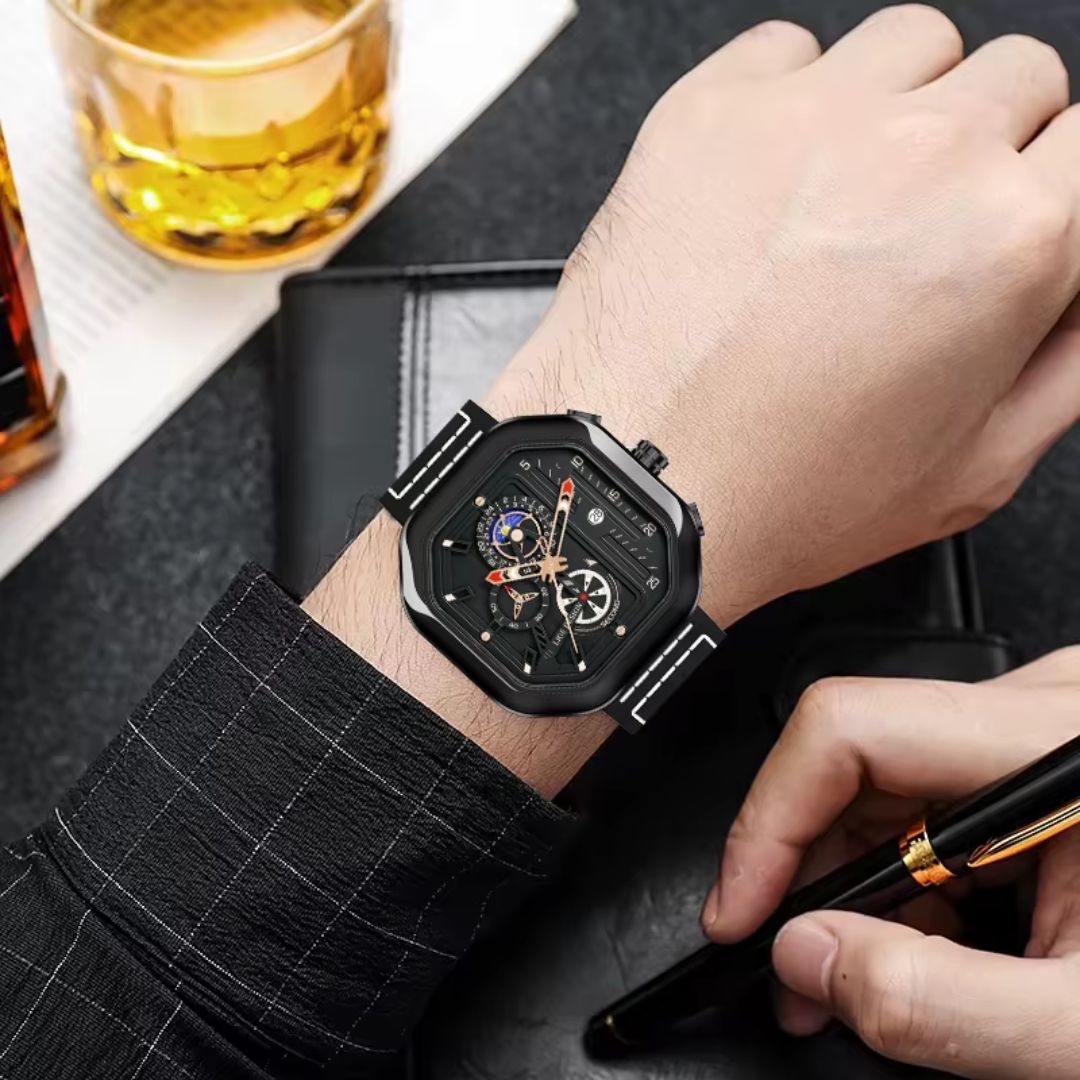 Relógio masculino quartzo Lige Design Logan Noir Black
