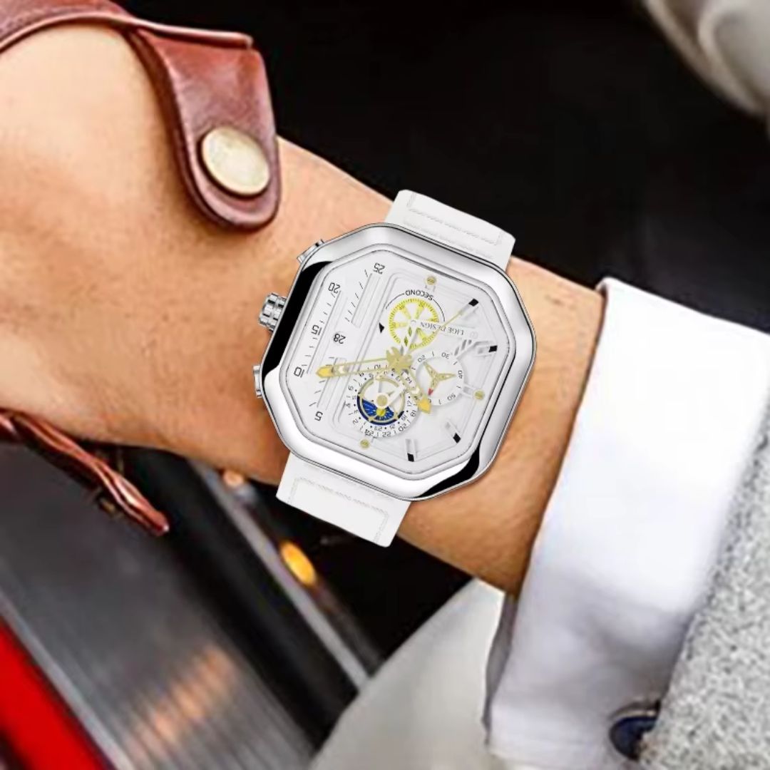 Relógio masculino quartzo Lige Design Logan Noir White