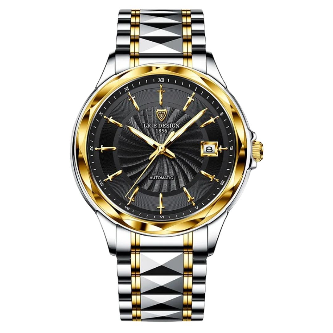 Relógio masculino automático Lige Design Arthurs Gold Black