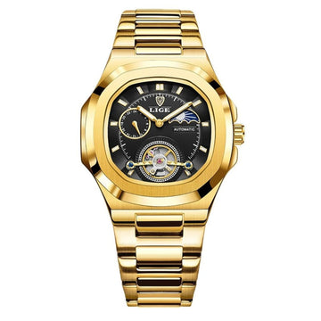 Relógio masculino automático Lige Design Hayden Gold Black