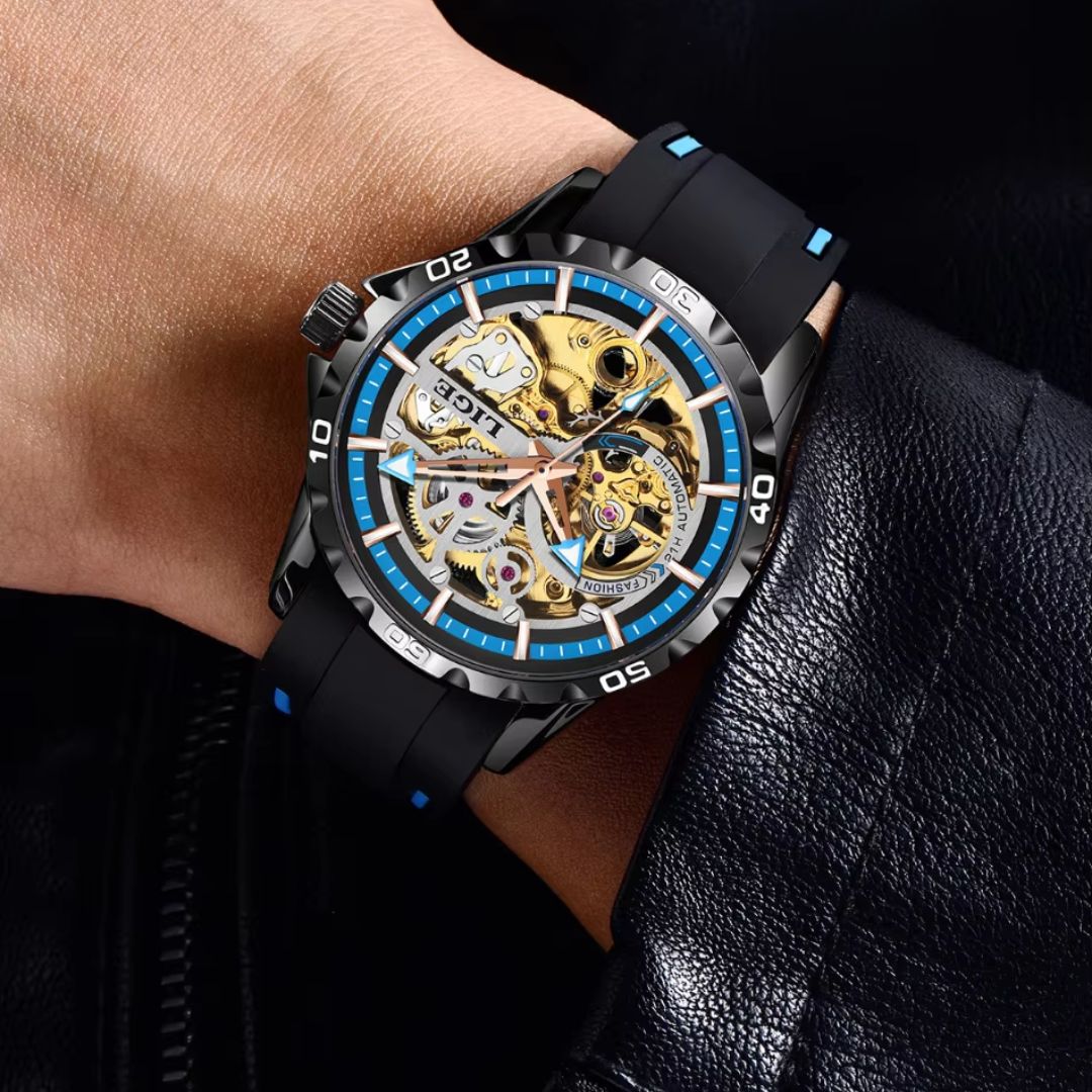 Relógio masculino automático Lige Design Ruug B. Black