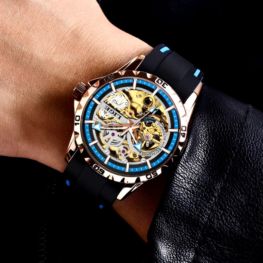 Relógio masculino automático Lige Design Ruug Blue