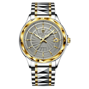 Relógio masculino automático Lige Design Arthurs Gold Silver