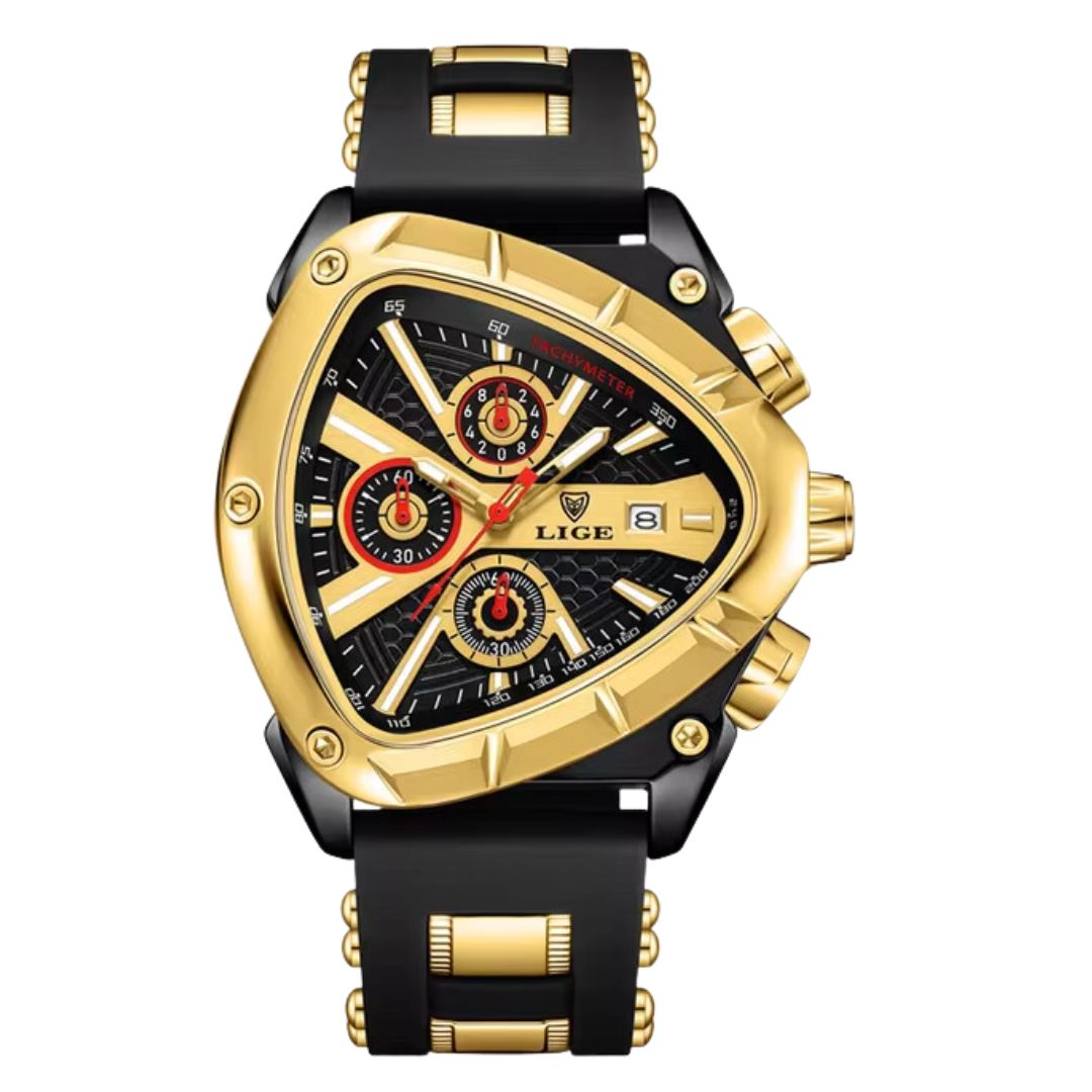 Relógio masculino quartzo Lige Design Hudson Gold Black