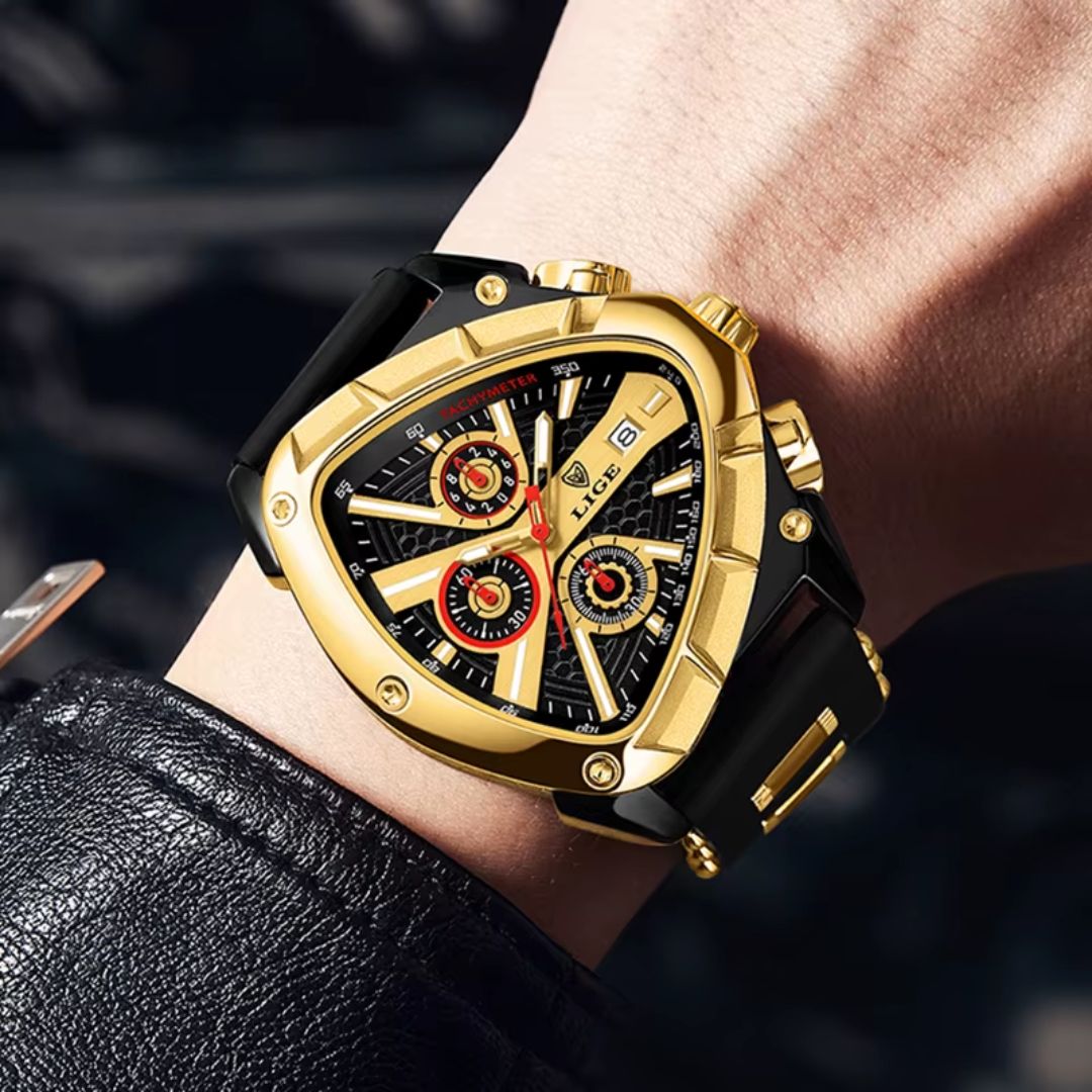 Relógio masculino quartzo Lige Design Hudson Gold Black