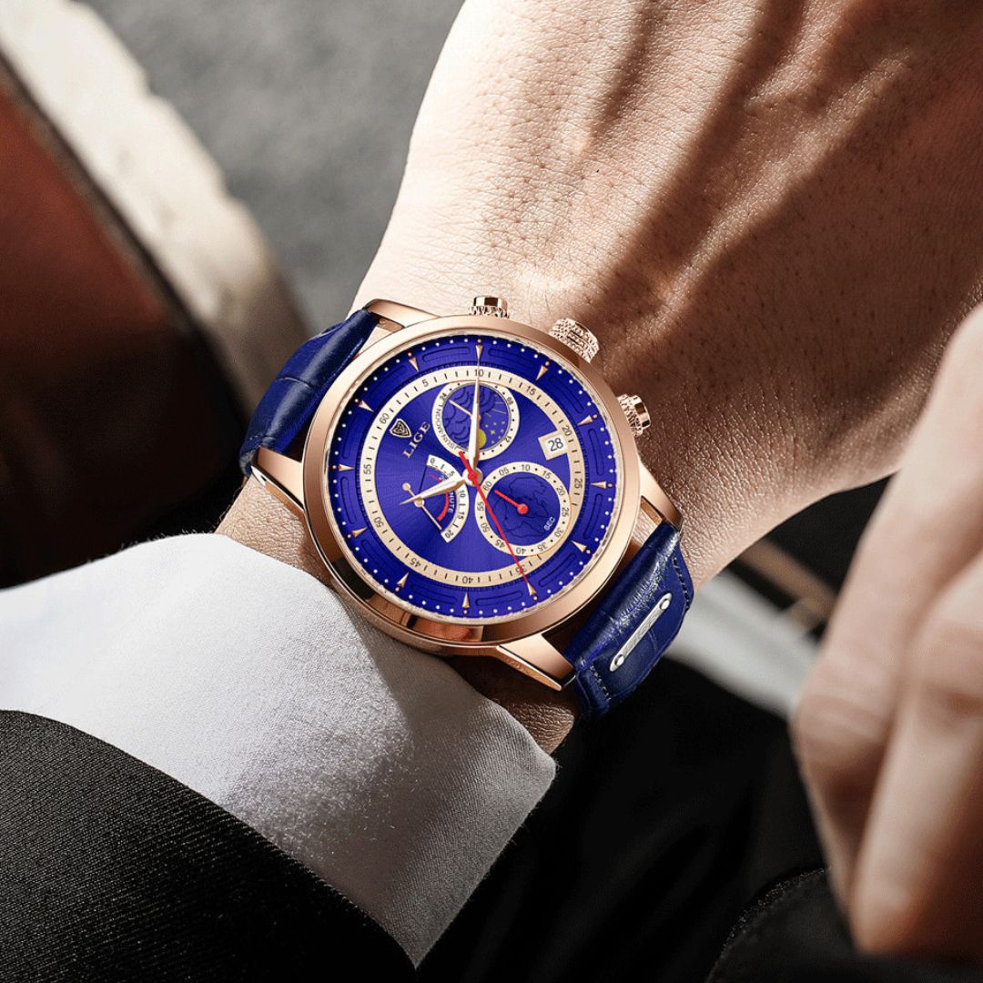 Relógio masculino quartzo Lige Design Olliver Blue