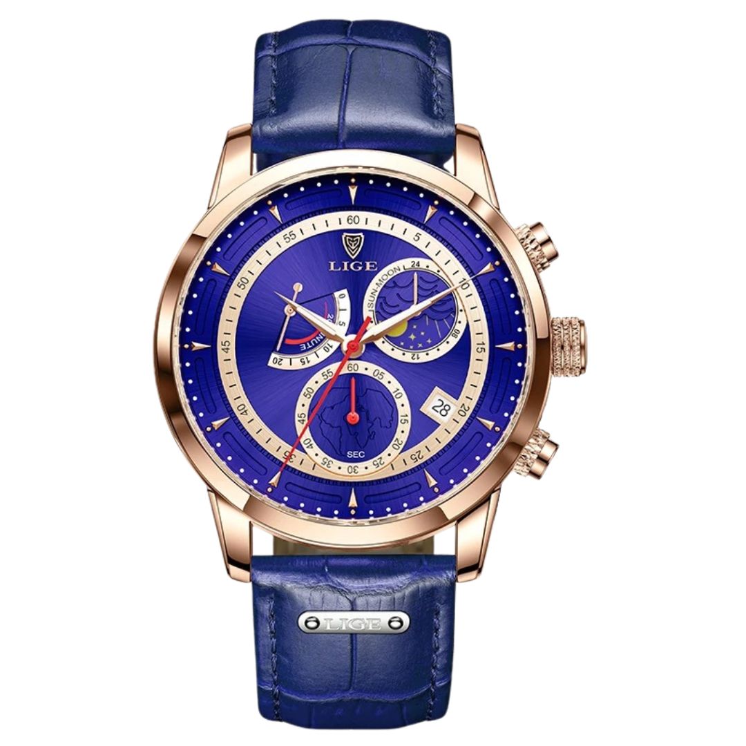 Relógio masculino quartzo Lige Design Olliver Blue