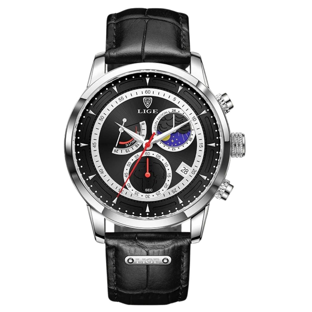 Relógio masculino quartzo Lige Design Olliver S. Black