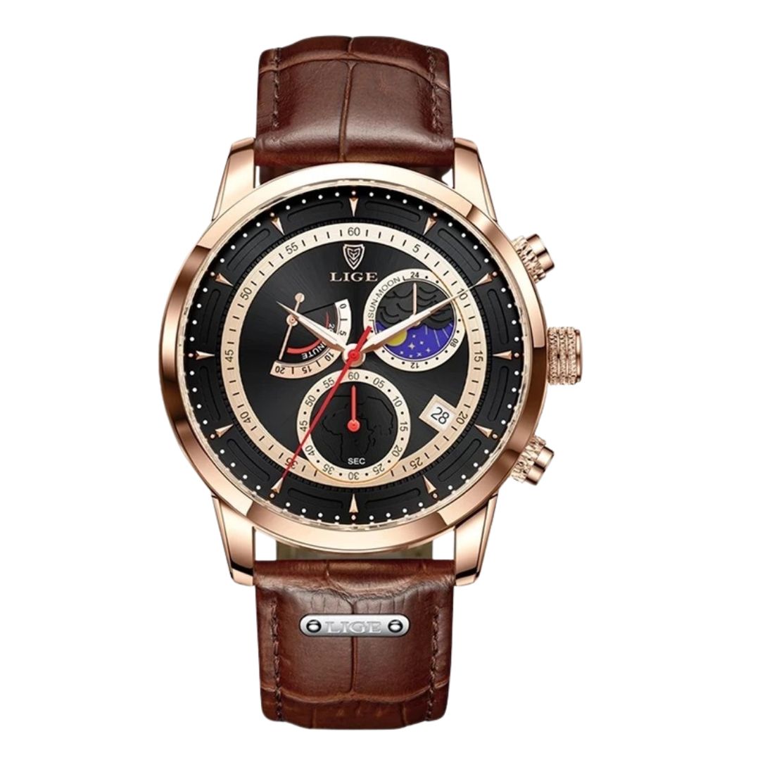 Relógio masculino quartzo Lige Design Olliver Black